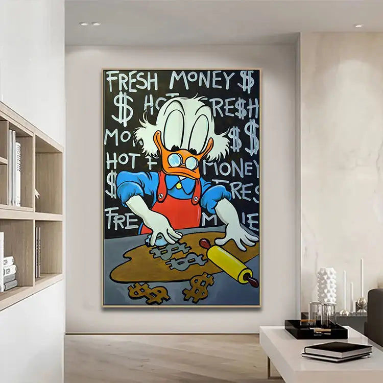 Μικρογραφία: Handmade Canvas Funny Oil Painting Abstract Cartoon Duck Wall Art Graffiti Paint