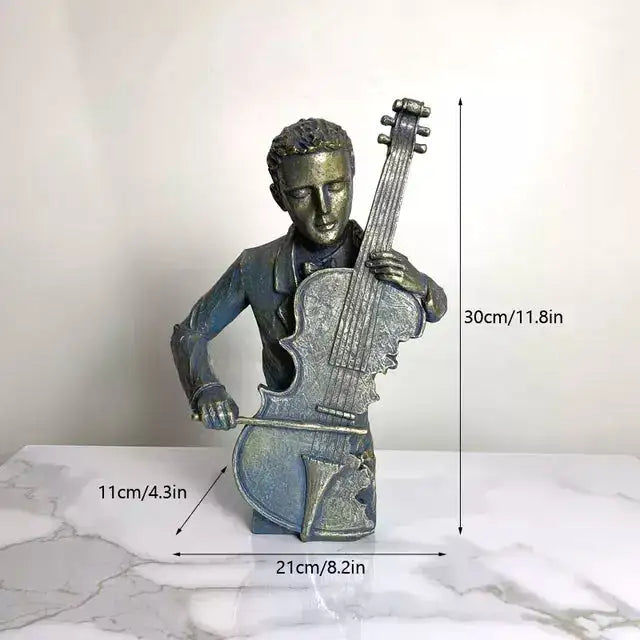 Miniaturebillede: Retro Musician Statue Saxophone Violin Cello Figurines Office Desktop Interior L