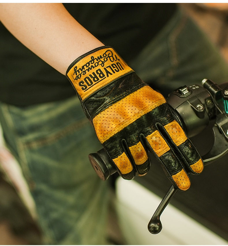 Pikkukuva: uglybros Goat Genuine Leather Motorcycle Gloves Unisex Retro Moto