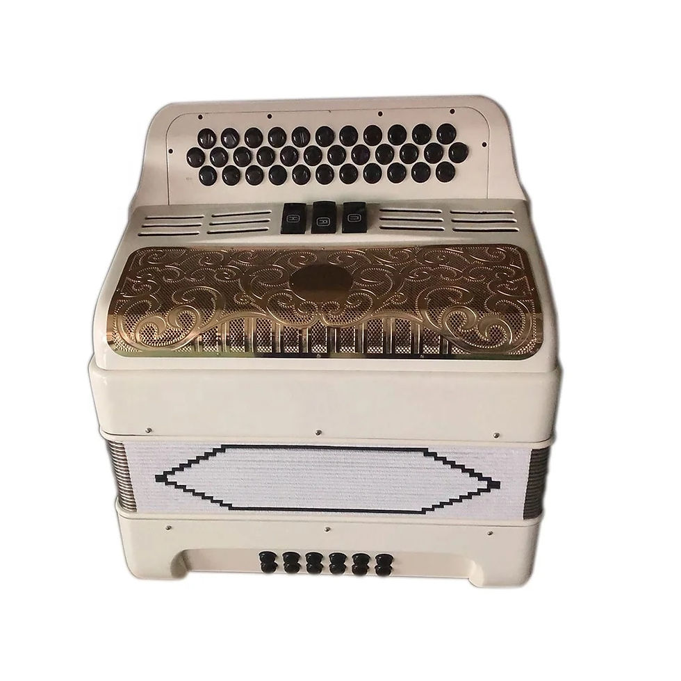 Thumbnail: Professional 34 Buttons 12 Bass 3 Registers White Accordion Instrument