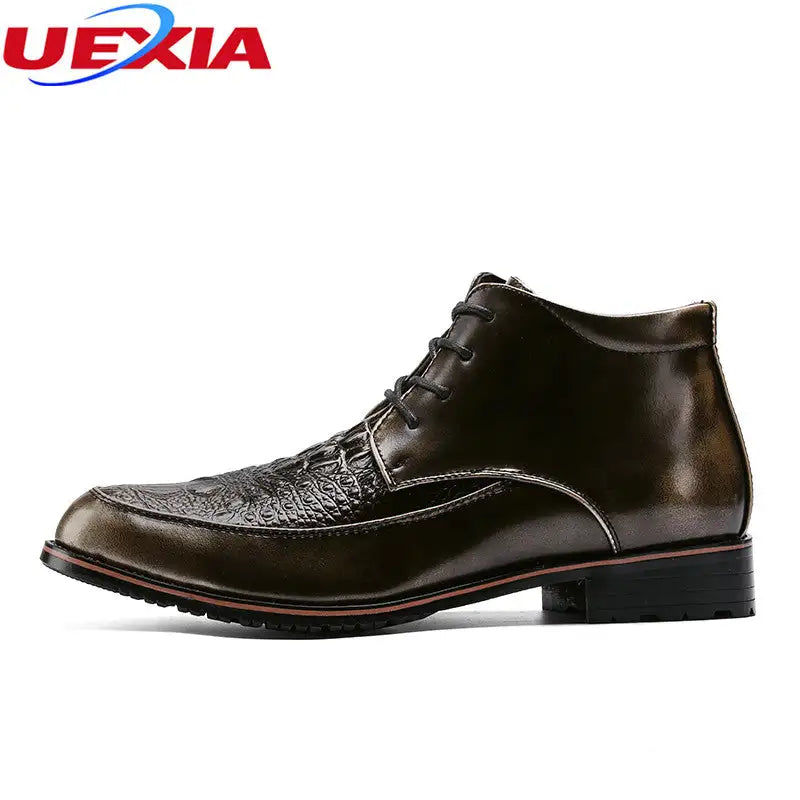 Miniatura: Full Grain Leather Handmade Ankle Boots Men Super Warm Snow Boots Rubber Winter 
