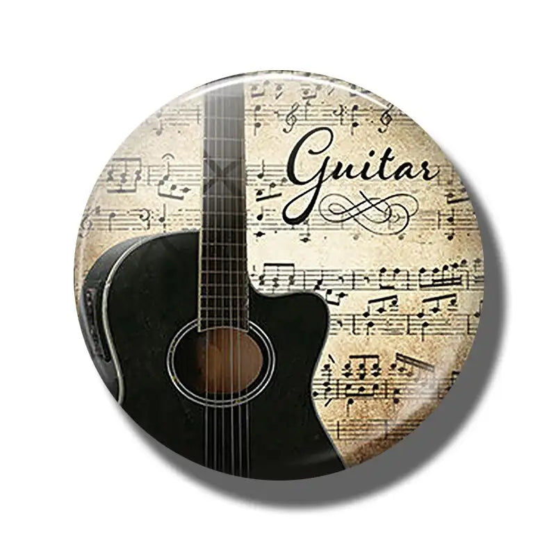 Miniaturbild: Flute and Music 30MM Glass Refrigerator Magnets violin Saxophone guitar Musical 