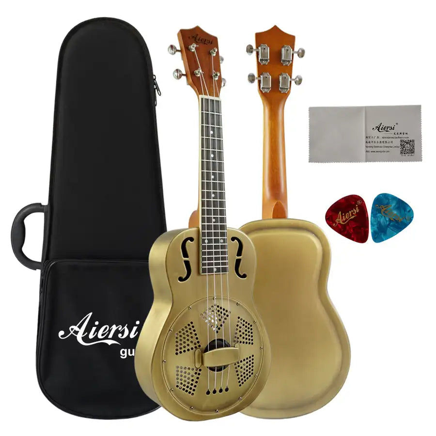 Thumbnail: Aiersi marque Trou F 24 Pouces ukulélé Concert finition antique Résonateur Métal
