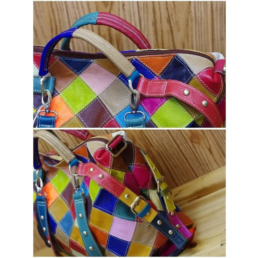 Miniaturebillede: New Designer Women Bags Casual Colorful Blocks Patchwork Women Tote Bags Genuine