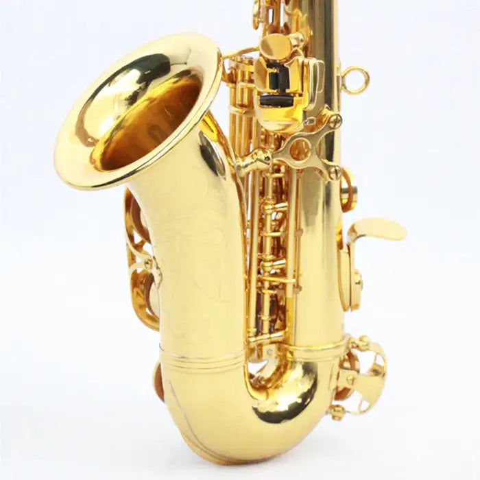 Miniatura: High Level Imported Spring And Pads Gold Lacquered Curved Soprano Saxophone
