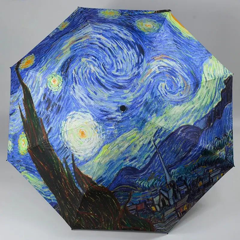 Miniaturebillede: Manuel Vencent van Gogh peinture à l'huile parapluie pour femmes créatif UV para