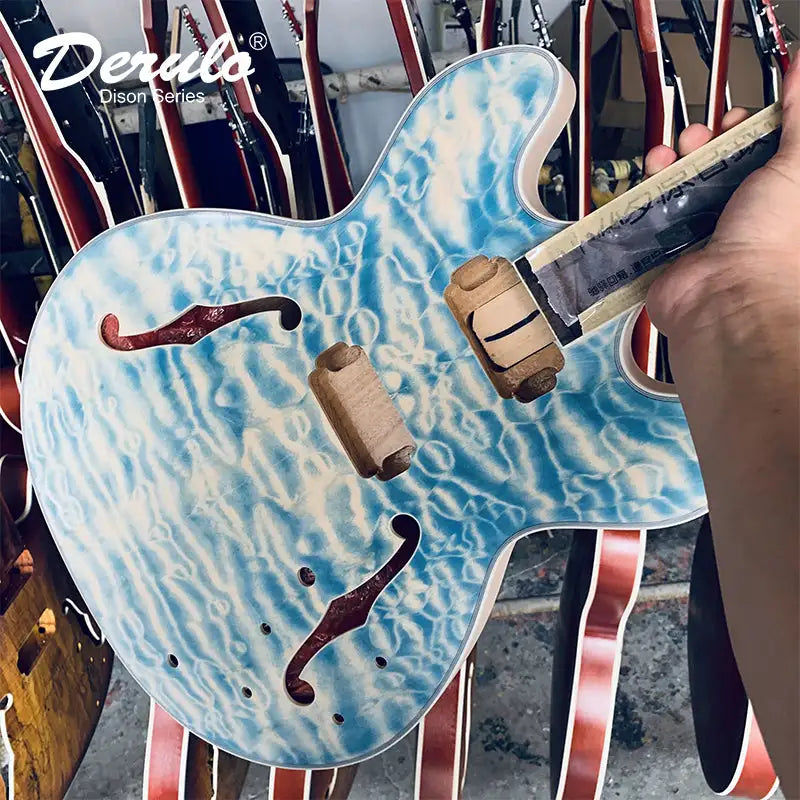 Miniatura: Derulo Electric Guitar with Hollow body High Grade 335 NATURE Blues Jazz Custom 