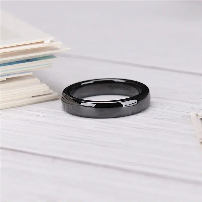 Miniaturbild: Kolmnsta 2/4/6mm Black Brushed Fashion Ceramic Ring Women Men Wedding Rings Enga