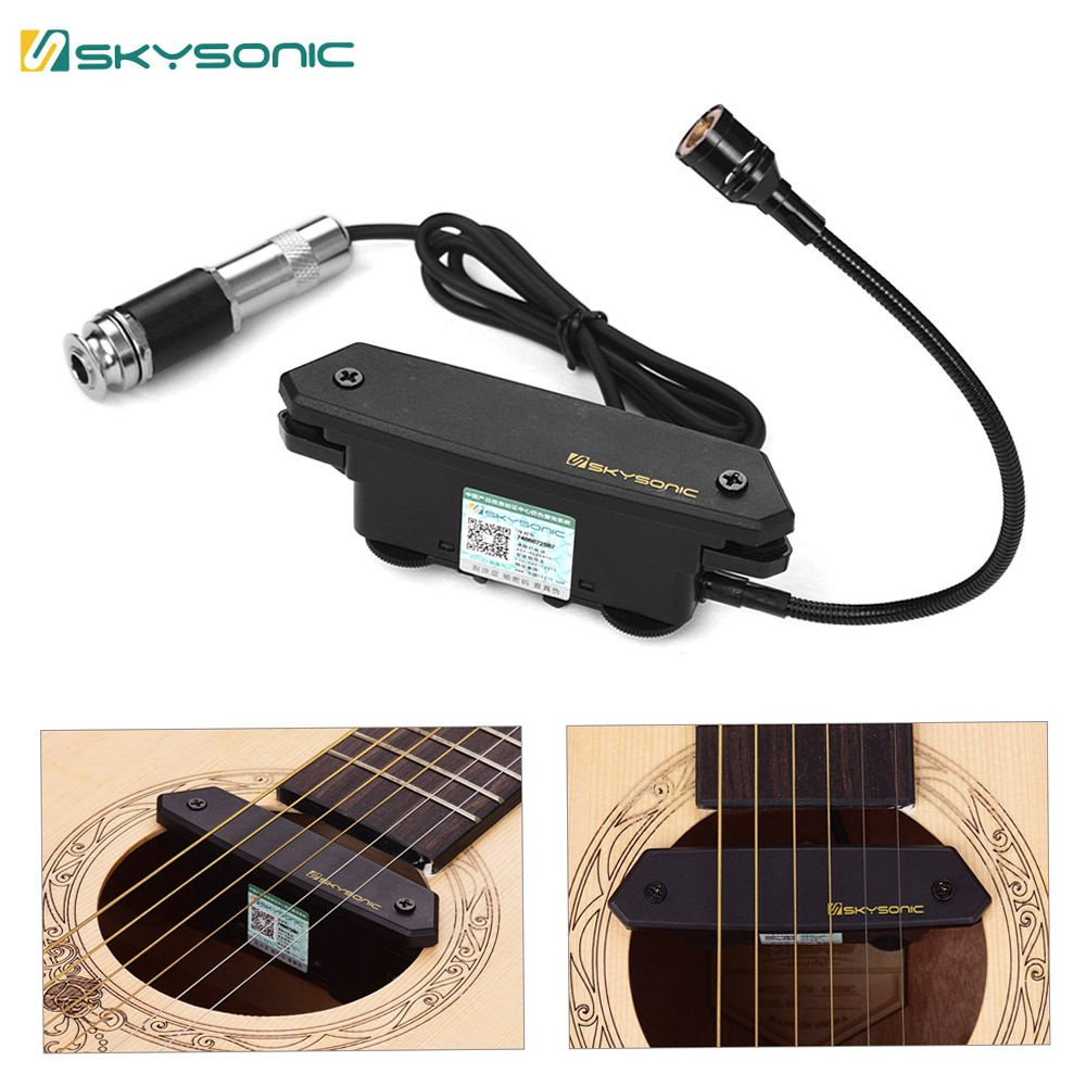 SKYSONIC T-902 Acoustic Guitar Active Soundhole Pickup Magnetic + Microphone Dua