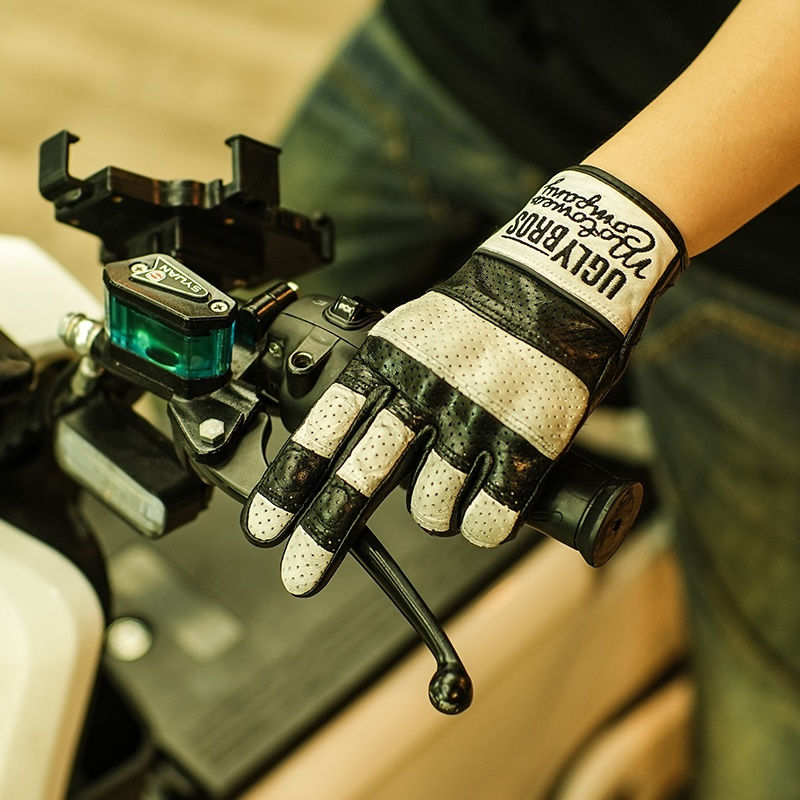 Pikkukuva: uglybros Goat Genuine Leather Motorcycle Gloves Unisex Retro Moto