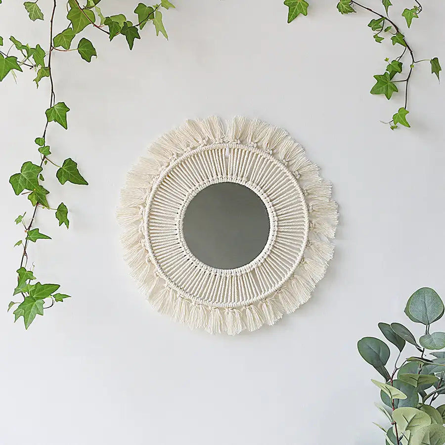 Μικρογραφία: Nordic Bohemia Rattan Round Handmade Large Macrame Fringe Tapestry Cotton Makeup