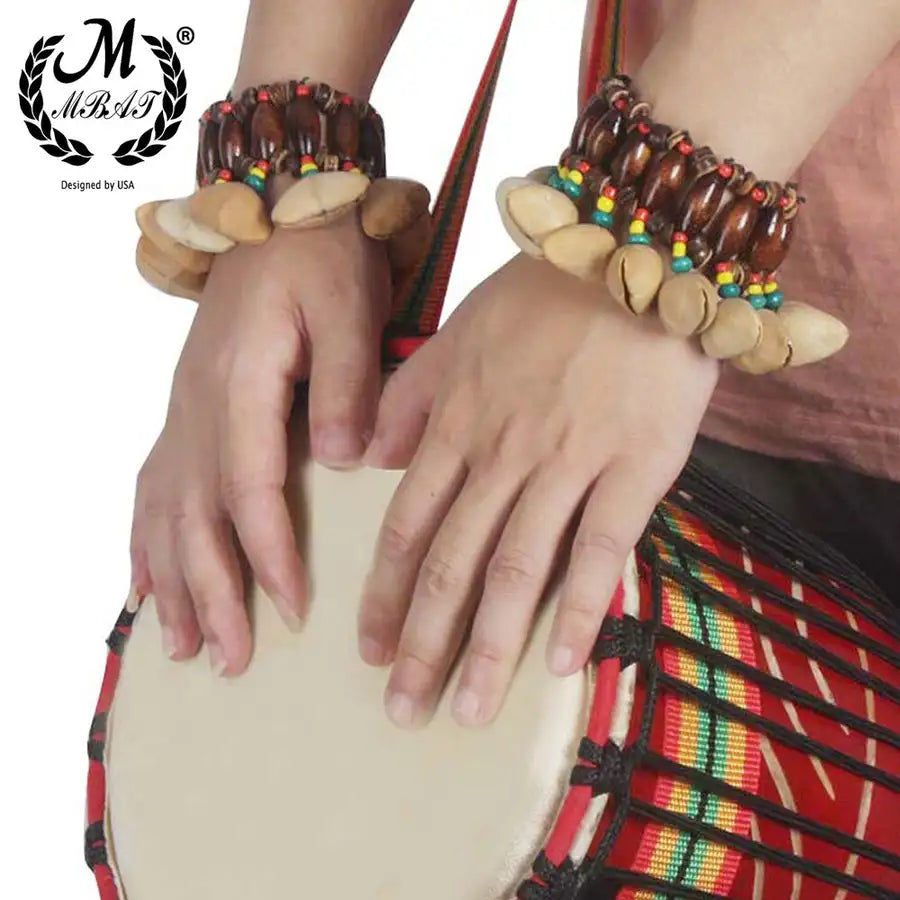 Thumbnail: M MBAT Handmade Nuts Shell Bracelet Handbell for Djembe African Drum Conga Percu