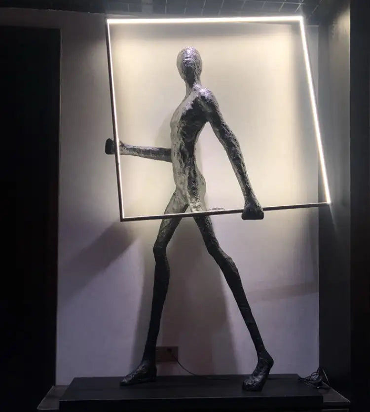 Μικρογραφία: Abstract Art Statue Light Lady Hug Ball Sculpture Floor Lights Hotel Hall Floor 