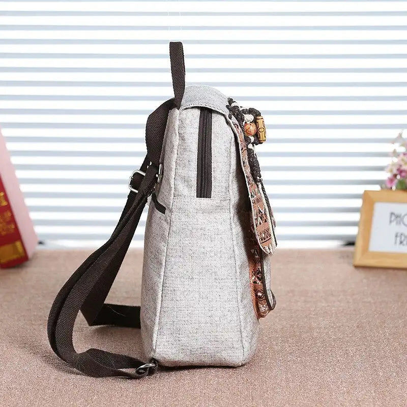 Pikkukuva: Motaora Women's Backpack New National Weave Canvas Bag Individual Decoration Han