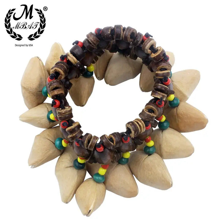 Thumbnail: M MBAT Handmade Nuts Shell Bracelet Handbell for Djembe African Drum Conga Percu