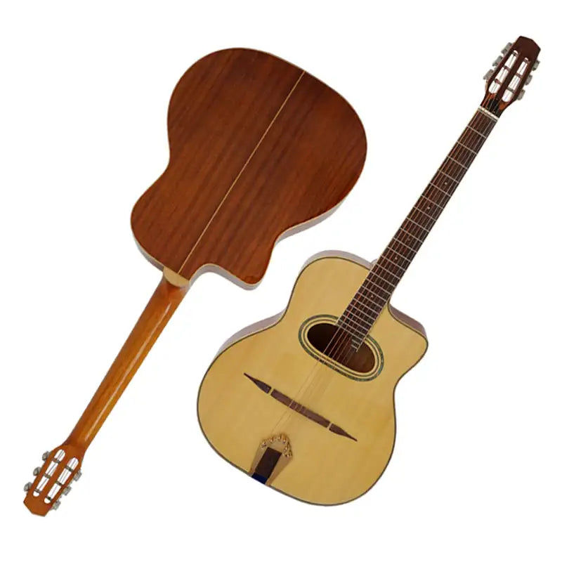 Μικρογραφία: 39 inch size spruce solid top golden strap handmade gypsy jazz guitar