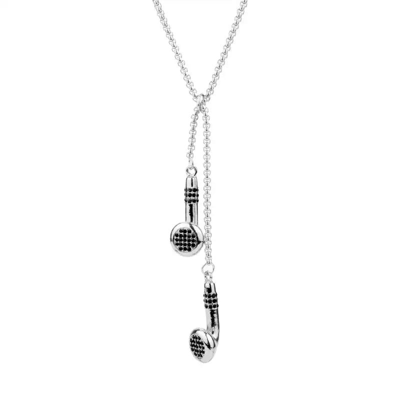 Thumbnail: Microphone Crystal Chain Necklace Rapper Headphone Music Note Guitar Charm Penda