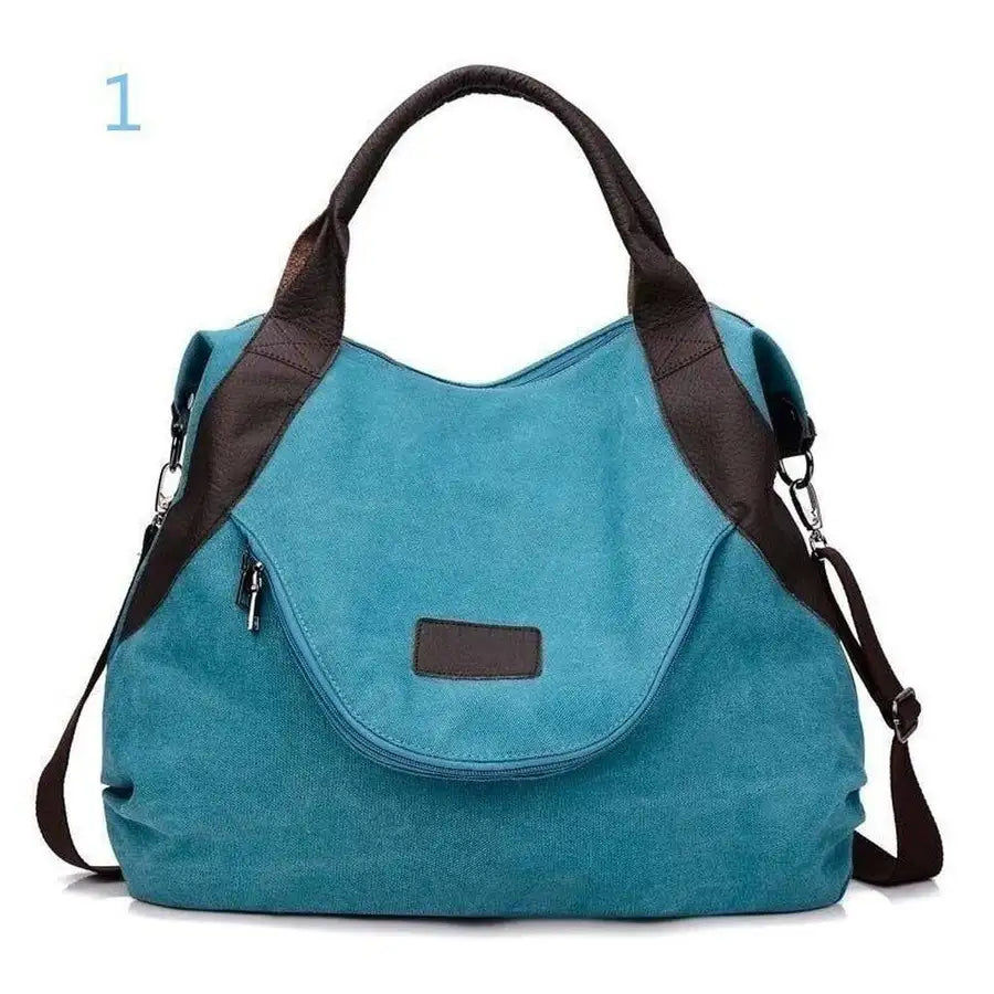 Miniaturebillede: Large Pocket Casual Women's Shoulder Travel Cross body Handbags Canvas Leather B