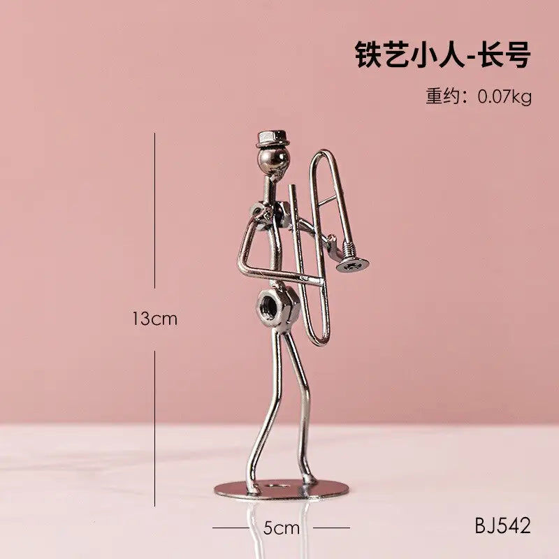 Μικρογραφία: Creative Metal Blown Musical Instrument Ornaments Retro Band Mini Sculpture Stat