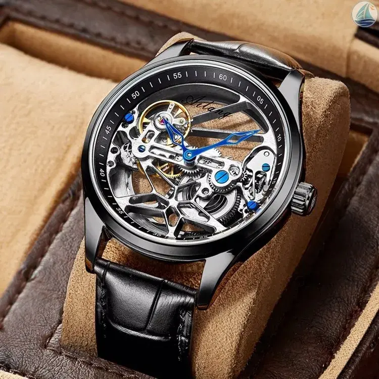 Thumbnail: AILANG Skeleton Mechanical Mens Watches Top Brand Luxury Steampunk Transparent