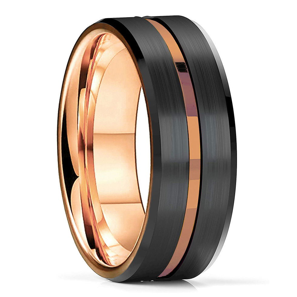 Thumbnail: Trendy 8mm Multicolor Titanium steel Rings for Men Thin Blue Groove Beveled Edge