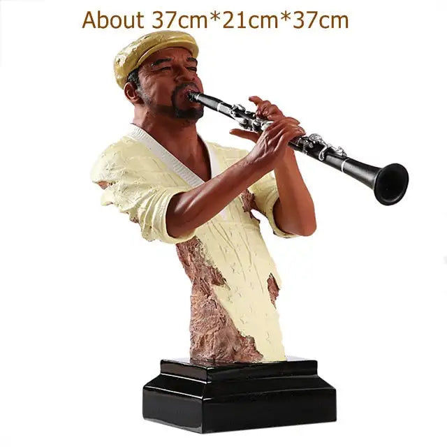 Thumbnail: Abstract Pub Clarinet Player Bust Handmade Resin Instrumentalist Statue Musician