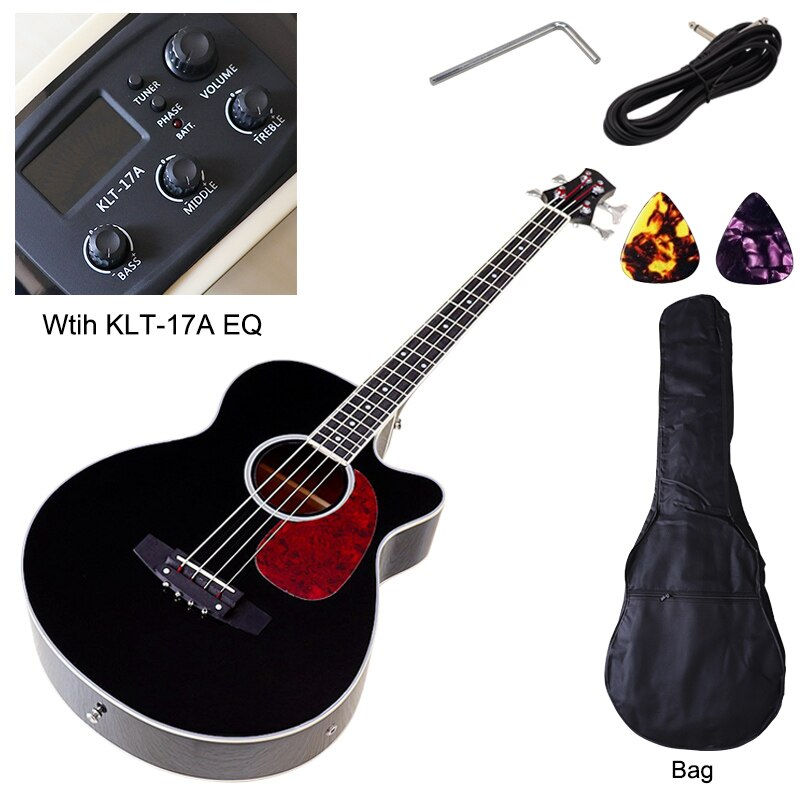 Thumbnail: Acoustic Electric Bass Guitar 4 String High Gloss Acoustic Bass 43 Inch