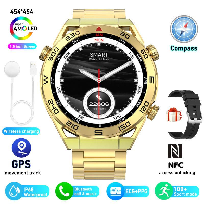 Thumbnail: ECG PPG Bluetooth Calling Compass GPS Wireless Charger Smart Watch