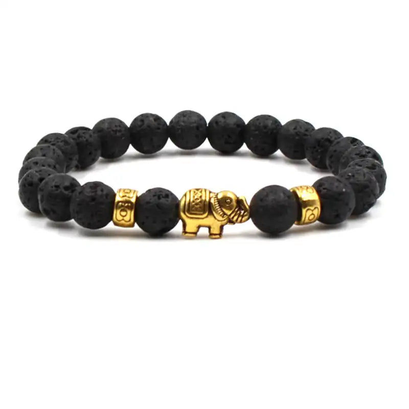Miniatyrbild: New Arrival Handmade Charm Men Bracelet Volcanic Natural Stone Tiger Eye Elephan