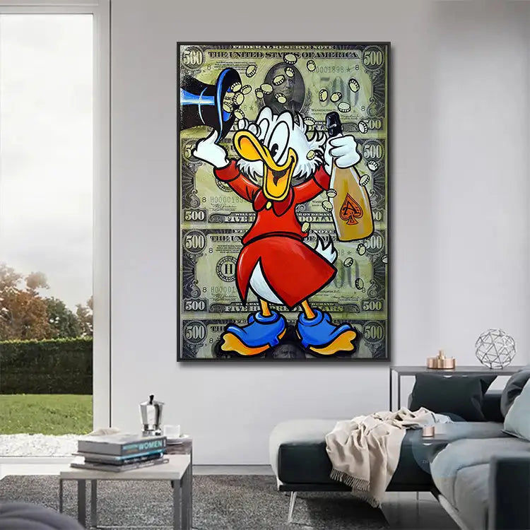 Μικρογραφία: Handmade Canvas Funny Oil Painting Abstract Cartoon Duck Wall Art Graffiti Paint