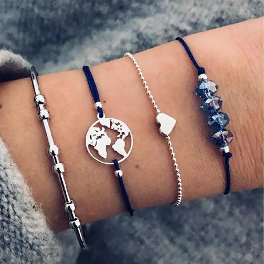 Miniatura: 30 Style Boho Bangle Elephant Heart Shell Star Moon Bow Map Crystal Bead Bracele