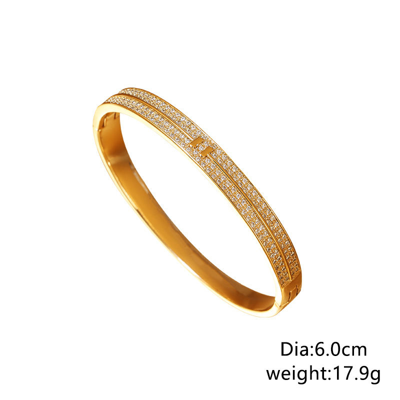 Miniatura: Bracelet en zirconium plaqué or incrusté mains de personnalité simple
