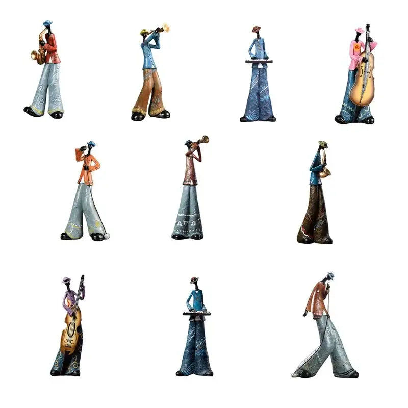 Miniaturebillede: Creative Jazz Band Resin Statue American Style Vintage Musicians Saxophone Playe