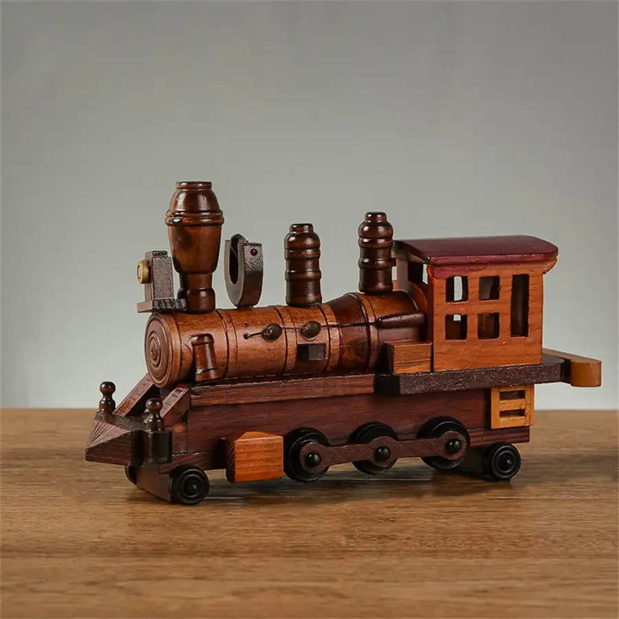 Miniatyrbild: Retro Industrial Style Wrought Wood Steam Train Model Handmade Train Toy For Hom