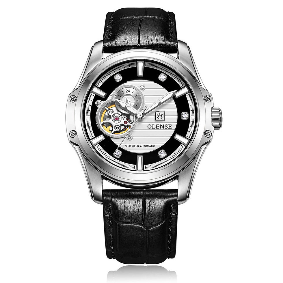 Thumbnail: Men's Mechanical Watch High Grade Stainless Steel Leather Strap