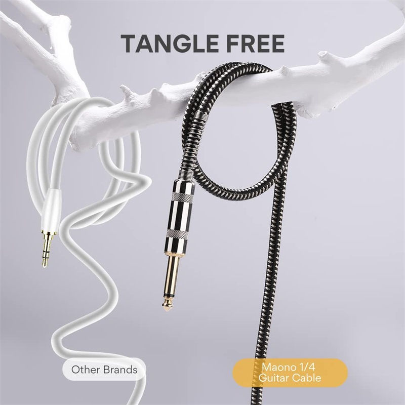 Pikkukuva: Braided Guitar Cable 3m 5m High Elastic PVC 6.35mm Audio Cable 1/4" Straight To 