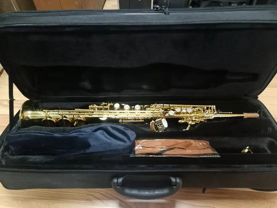 Miniatyrbild: Saxophone soprano personnalisé, fabriqué au japon, fait à la main, clé Bb plaqué