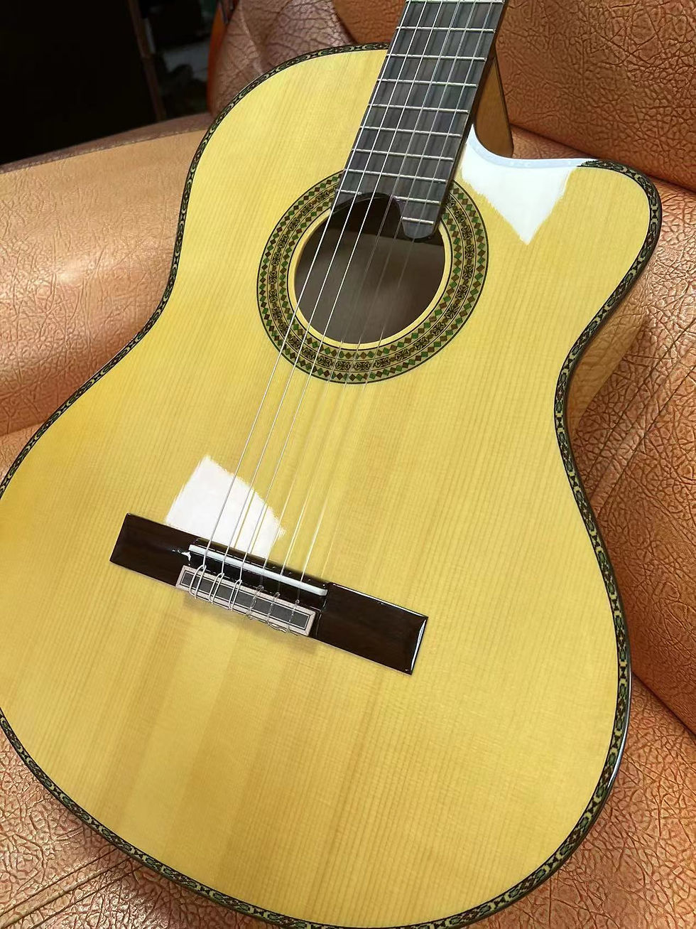 섬네일: 39"  Acoustic Flamenco guitar With Solid Spruce/Aguadze Body