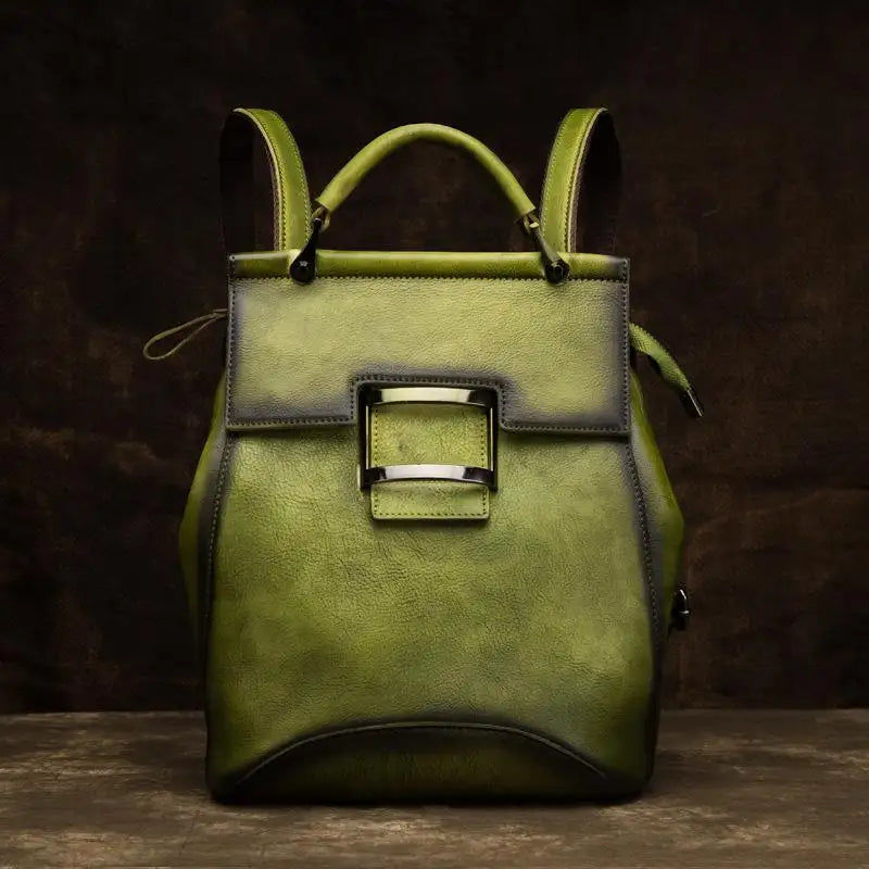 Miniaturbild: Johnature 2022 New Retro Genuine Leather Bag Solid Color Backpack Handmade Cowhi