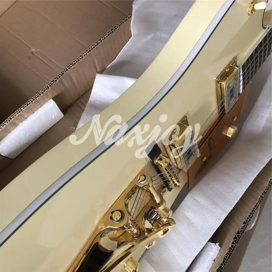 Miniaturebillede: Billy-guitare électrique de type bo, personnalisé, en bois massif et doré, nouve
