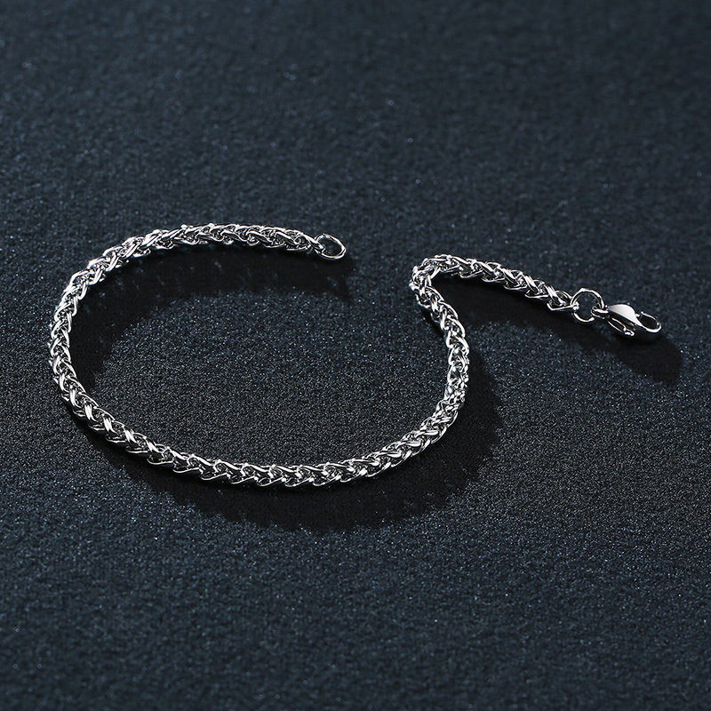 Miniaturebillede: Vnox Mens Twisted Rope Chain Bracelet, Anti Allergy Stainless Steel Metal Minima