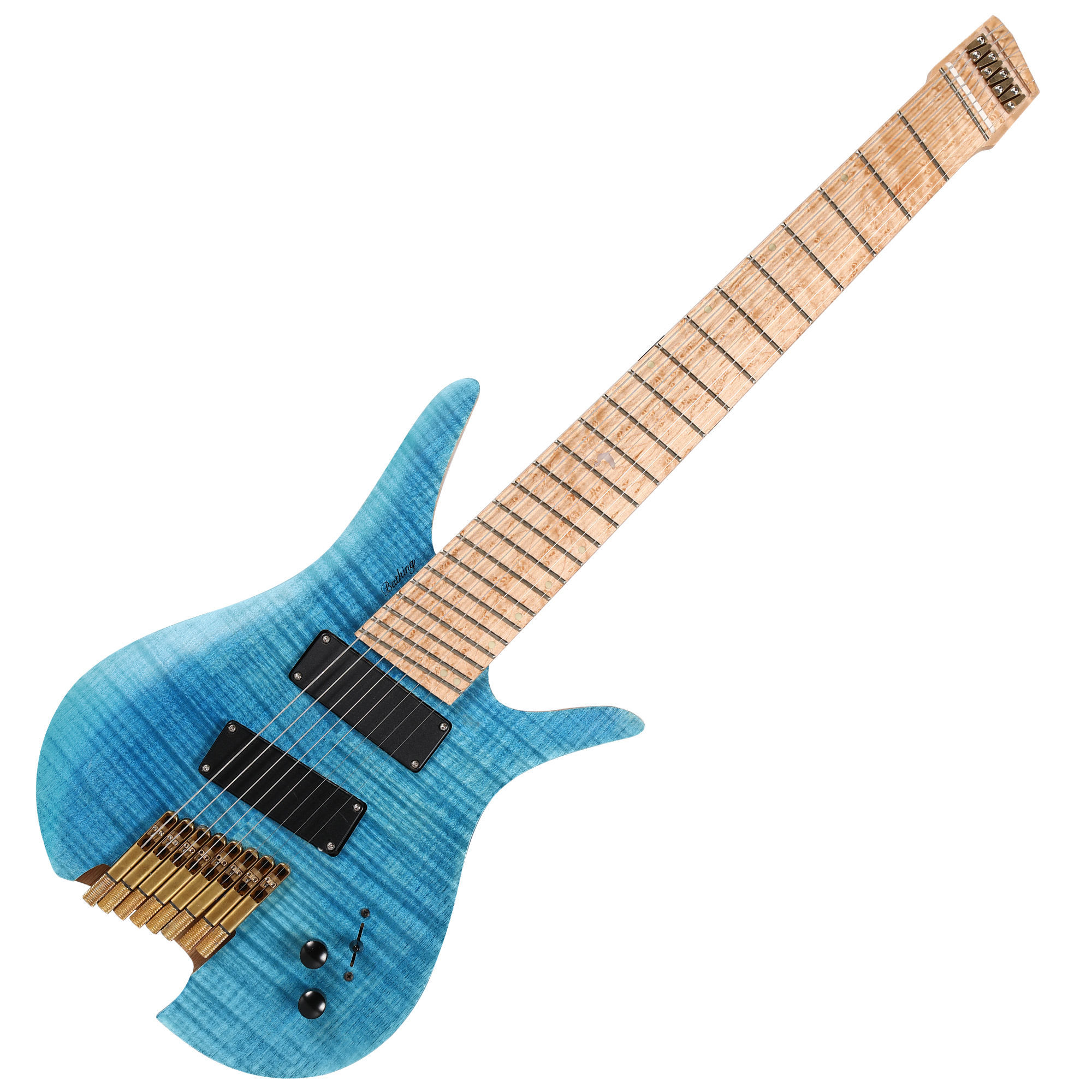 Batking 8 String Fanned Fret Headless Electric Travel Guitar with Multiscale Bir