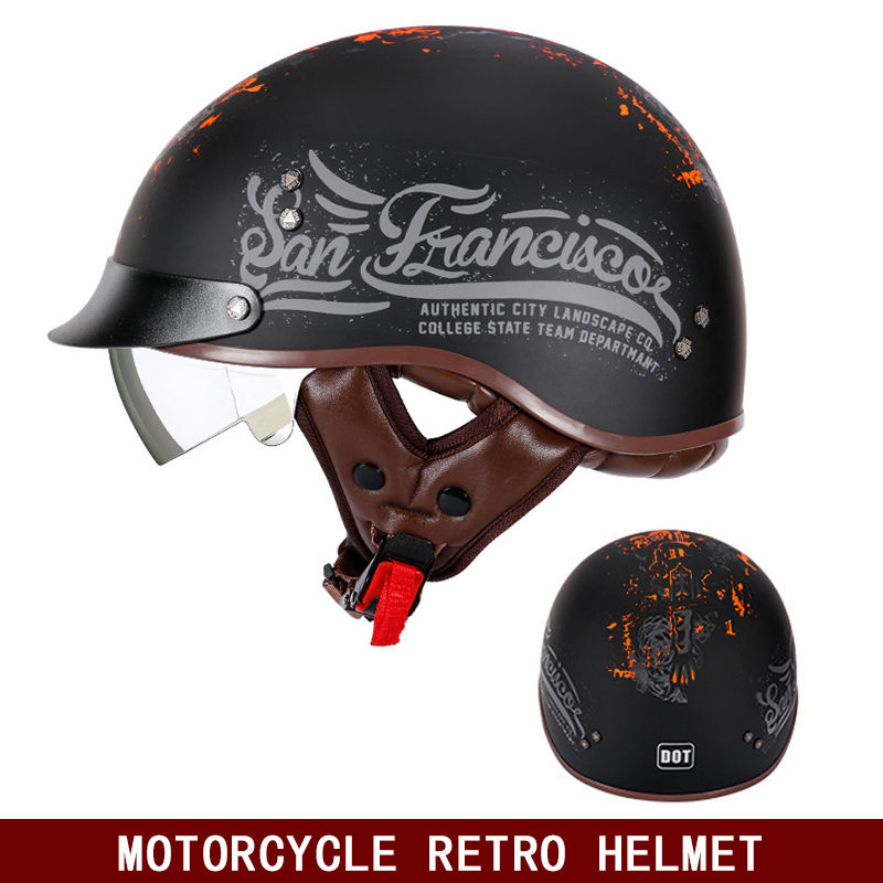 Thumbnail: Motorcycle semi-helmet retro helmet electric car ...