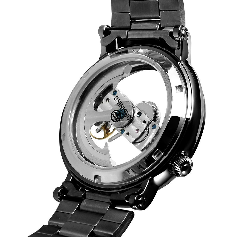 Thumbnail: Hommes Automatique Montre Mécanique Noir Tout En Acier Transparent
