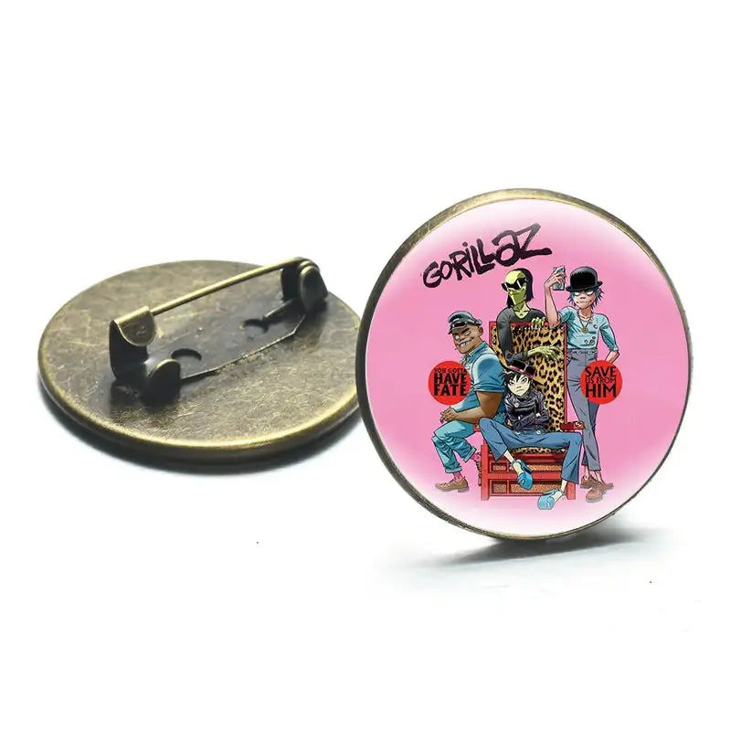 Μικρογραφία: Gorillaz Boat Illust Music Icons Brooch Pin Badges Round Brooches Lapel Pin Glas