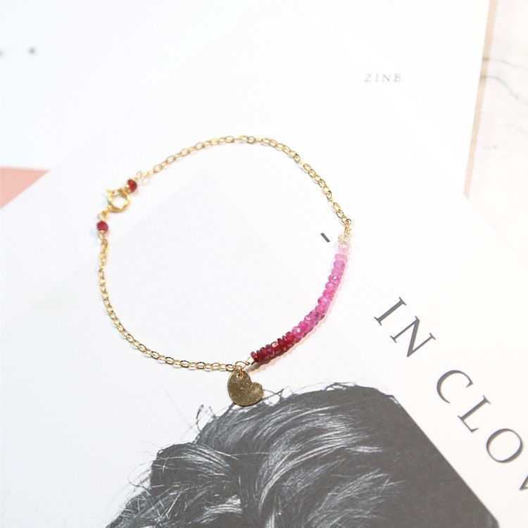 Miniatura: 14k or-plaqué or naturel ruby amour pendentif bracelet