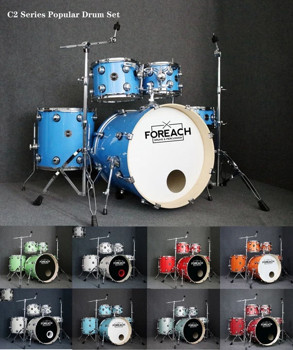 Thumbnail: Hot Sale FOREACH Wrapped Acoustic Drum Set Drum Kit