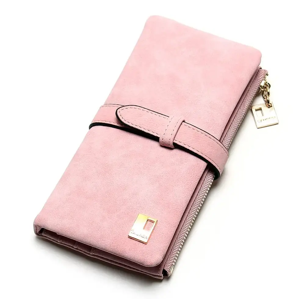 Thumbnail: 2023 New Fashion Women Wallets Drawstring Nubuck Leather Zipper  Long Design Pur
