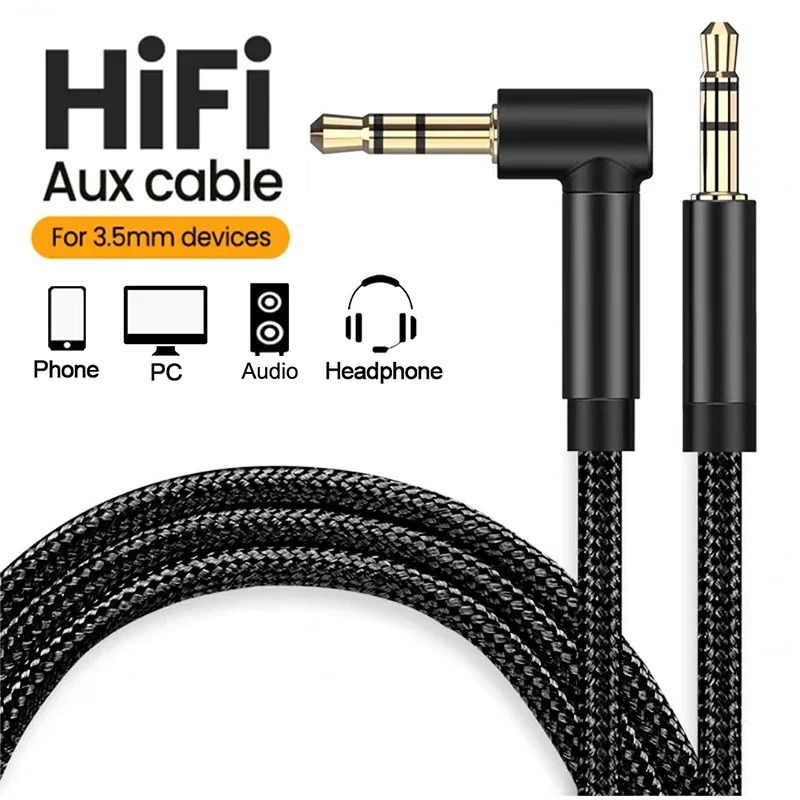 Miniatura: 3.5mm Jack Audio Cable 90 Degree Elbow Male to Male Speaker Aux Wire For Samsung
