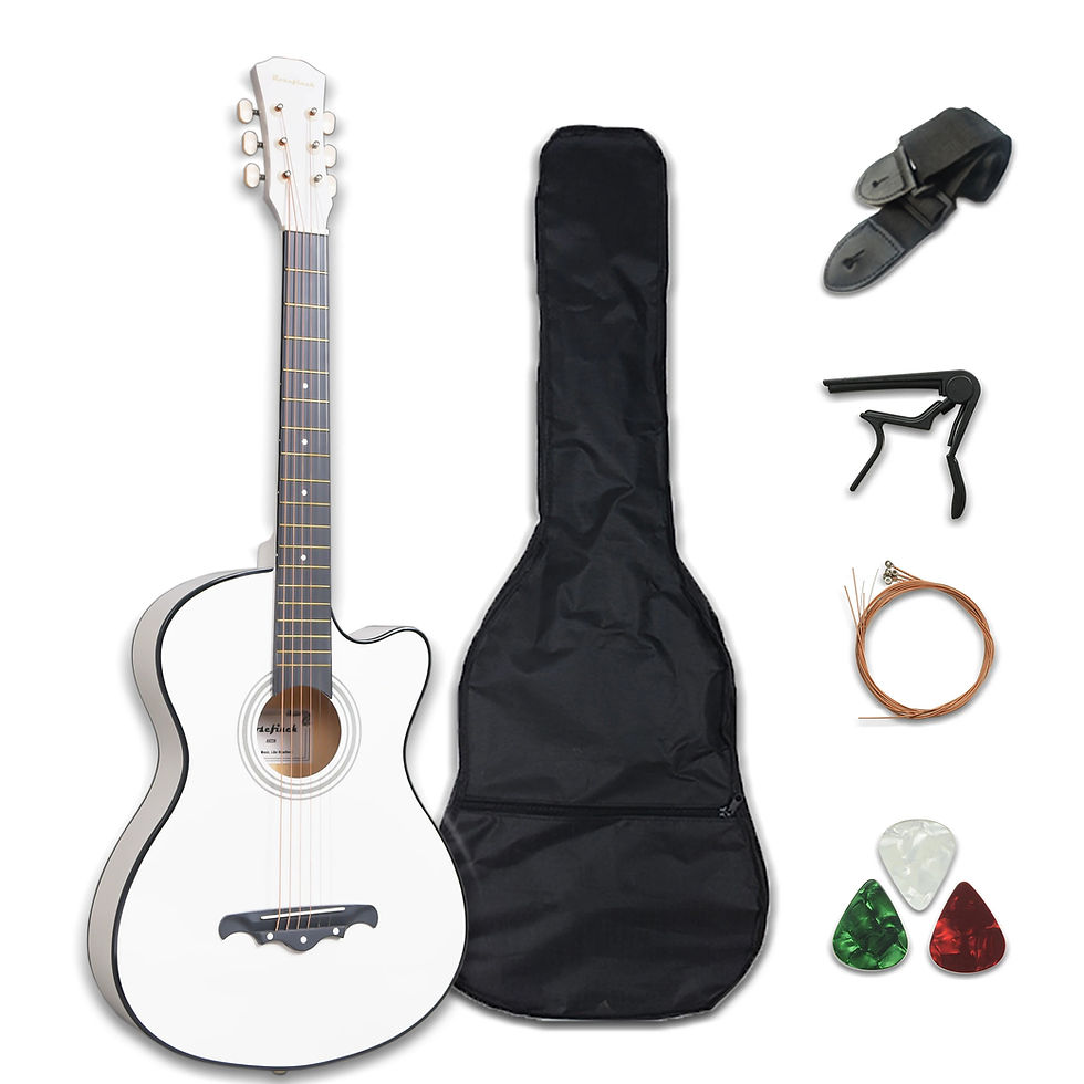Miniaturebillede: 41/38 Inch Acoustic Guitar for Travel Beginners Adults Kit with Capo Picks Bag 6